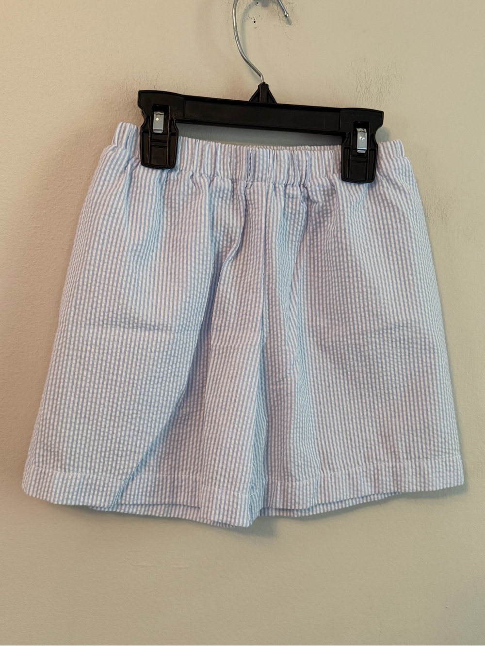 Hannah Kate Light Blue Seersucker Elastic Waist Shorts